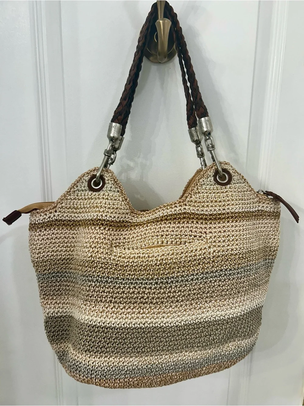 The Sak NEW!!!! Indio Crochet Satchel, Sand Stripe NWOT!!!!!